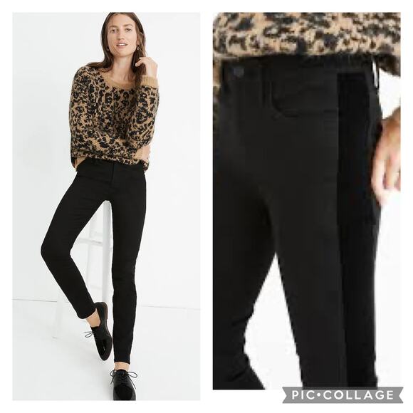 Madewell 9" Mid-Rise Skinny‎ Jeans: Velvet Tuxedo Stripe Edition - Picture 1 of 12